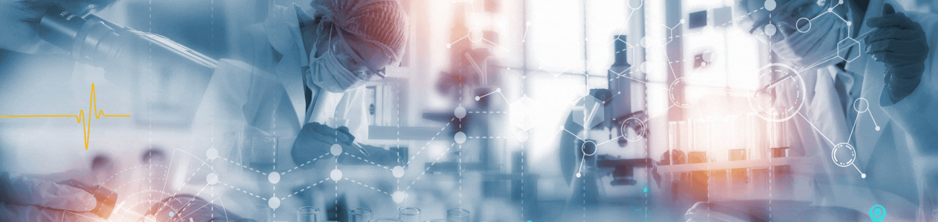 image banner with a health professional looking at data set with the words: Innovate, Elevate, Optimize